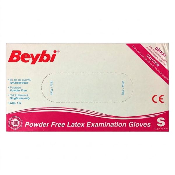 Beybi Pudrasız Lateks Muayene Eldiveni Small 100 Adet